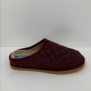 Ciabatta mule clog slippers quilted fleece lined rubber sole wine women new 38 8